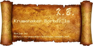 Krumenaker Borbála névjegykártya